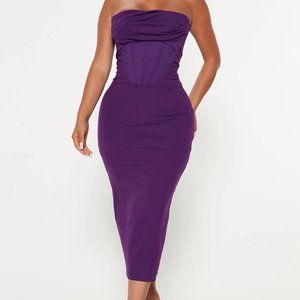 Cowl Neck Corset Midi Dress